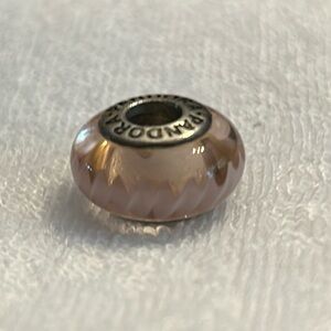Pandora Pink Zip Zag Murano Glass Sterling Silver 925 ALE Charm Retired